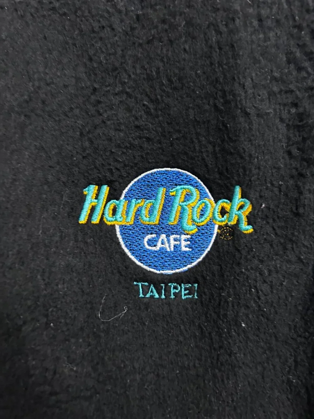 Hard Rock Cafe Taipei Fleece Vest Men's M Black Full Zip Embroidered Logo